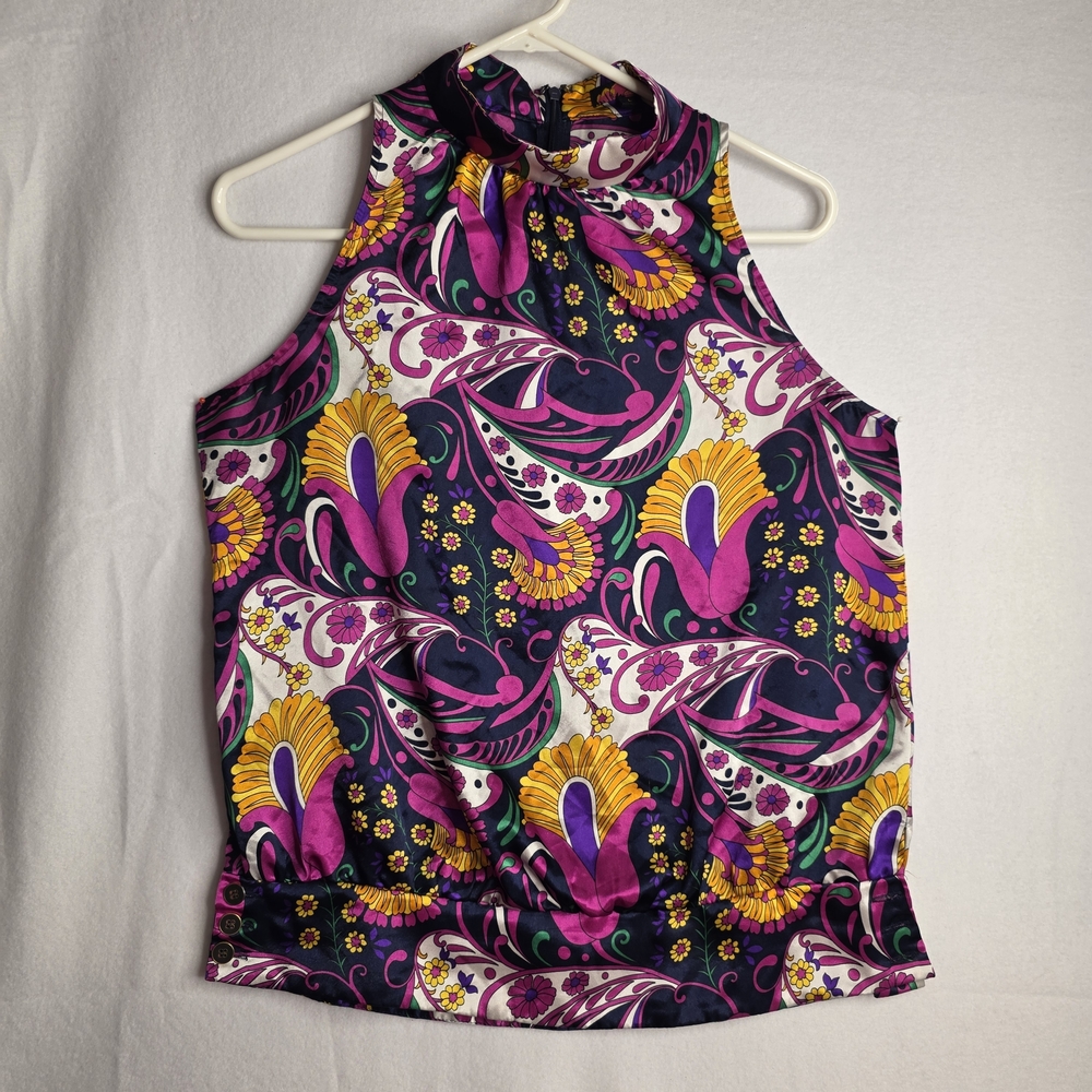 Vintage Forever 21 Multicolor Floral‎ Halter Blouse Size Large